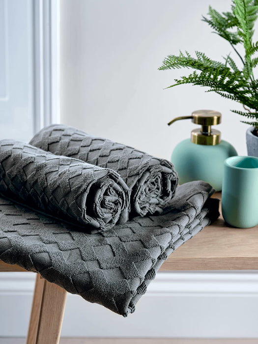 Cross Woven Bath Towel - Grey