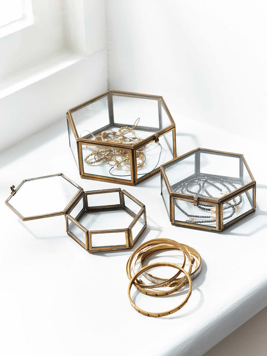 Three Hexagonal Trinket Boxes