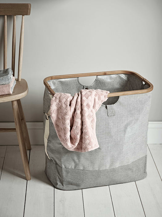 Grey Linen Laundry Carry Bag
