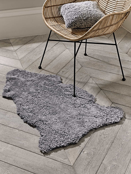 Luxe Grey Curly Sheepskin Rug - Single