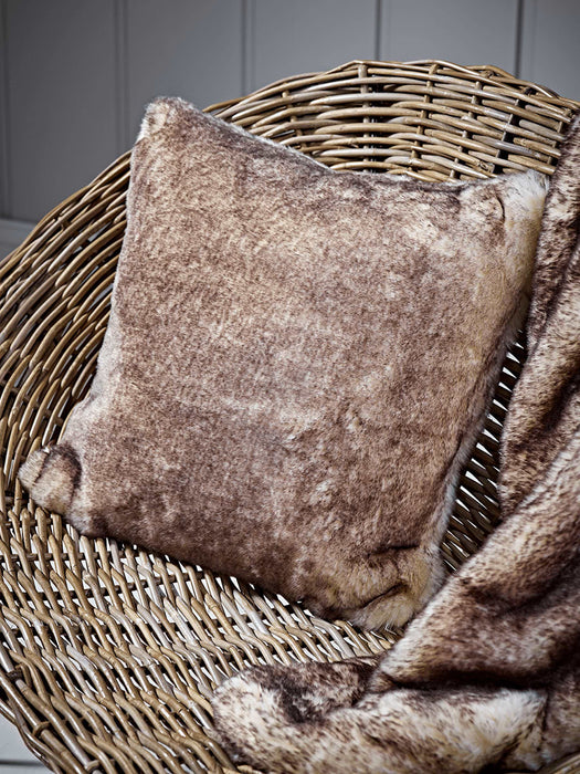 Supersoft Faux Fur Square Cushion - Snow Fox
