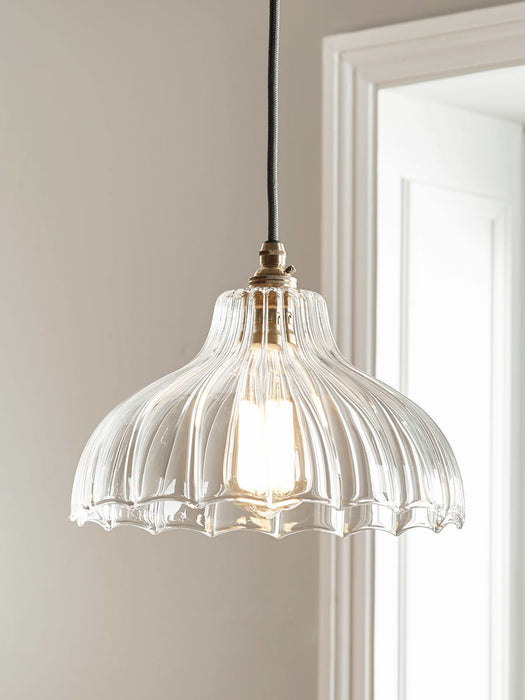 Handcrafted Fluted Glass Parasol Light