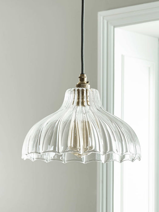 Handcrafted Fluted Glass Parasol Light