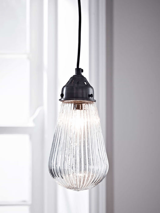 Fluted Glass Bulb Pendant
