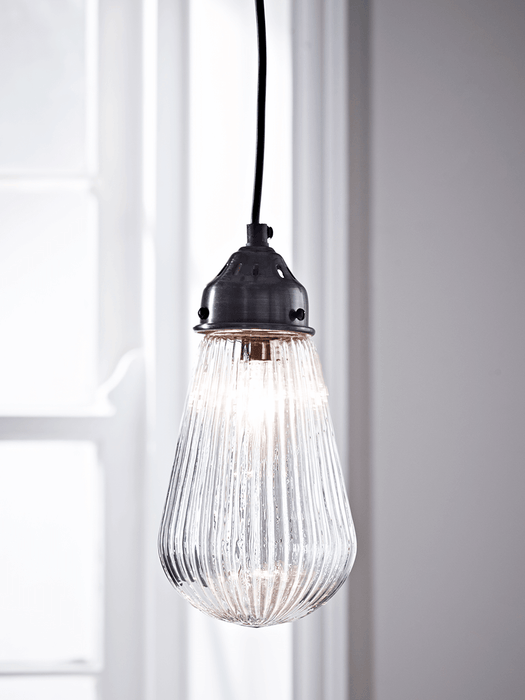 Fluted Glass Bulb Pendant