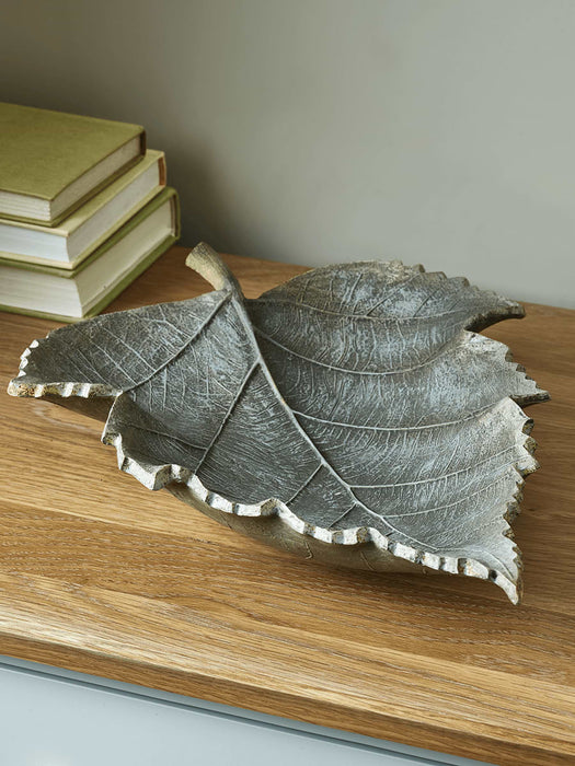 Grey Washed Leaf Dish