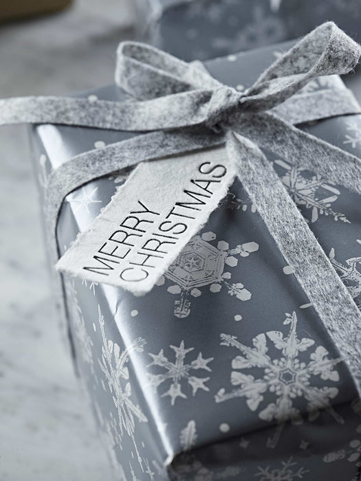 Four Handmade Paper Tags - White & Silver