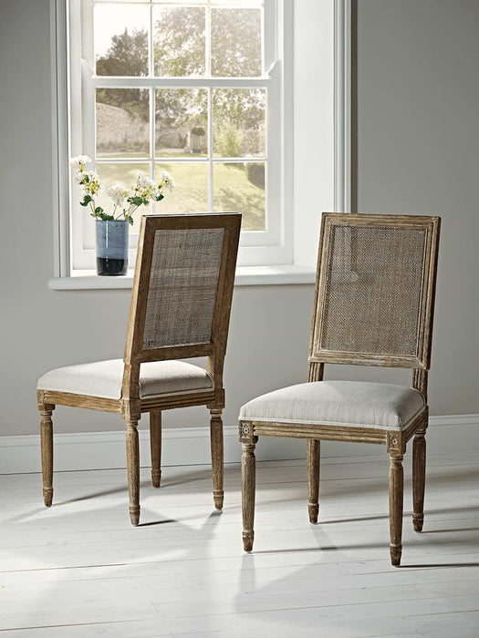 Two Oak & Linen Chairs