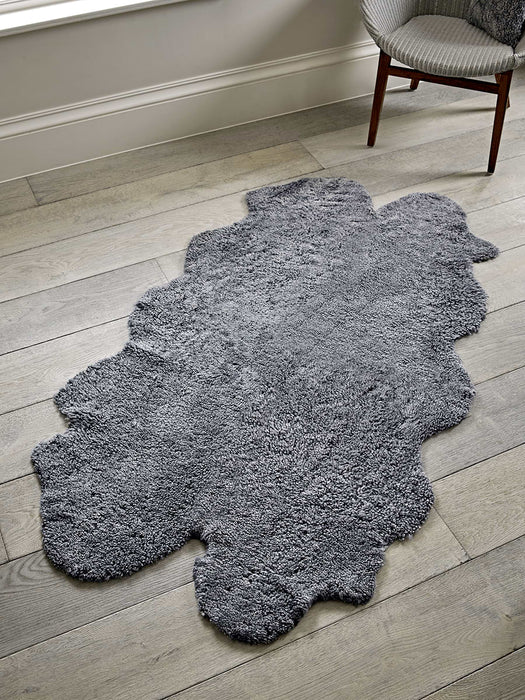 Luxe Grey Curly Sheepskin Rug - Quad