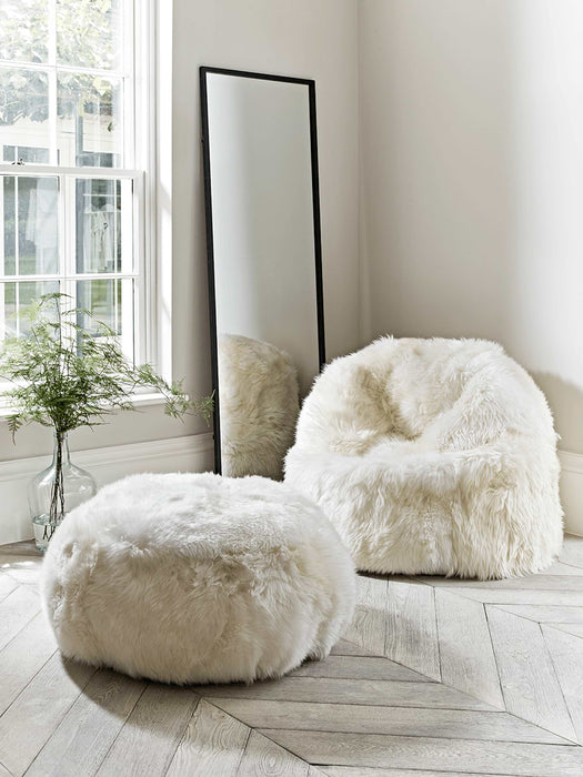 Sumptuous Sheepskin Pouffe - Ivory