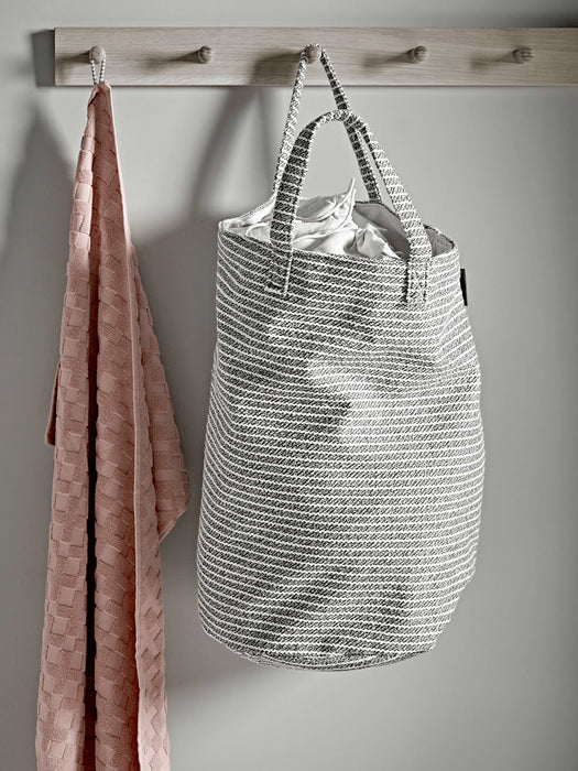 Grey Woven Stripe Laundry Bag