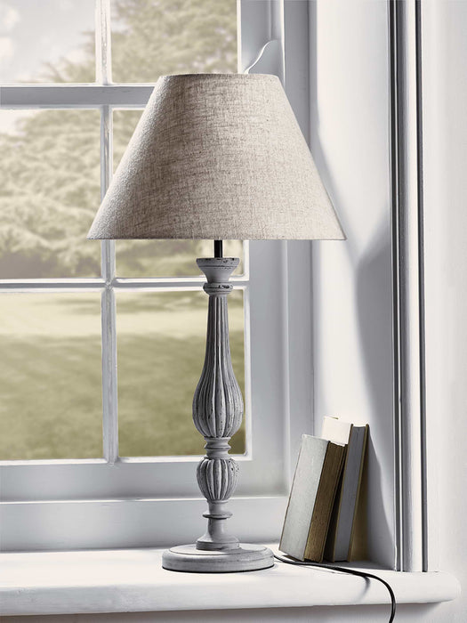 Tall Elegant Grey Wooden Table Lamp