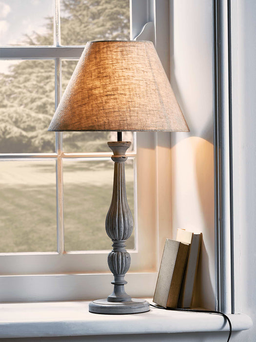 Tall Elegant Grey Wooden Table Lamp