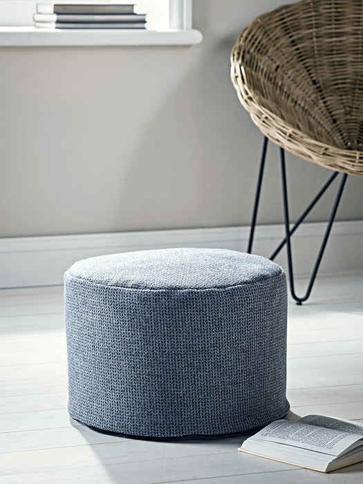 Tweed Wool Pouf - Blue