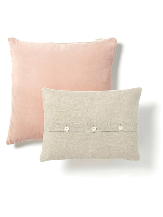 Velvet & Linen Square Cushion - Blush