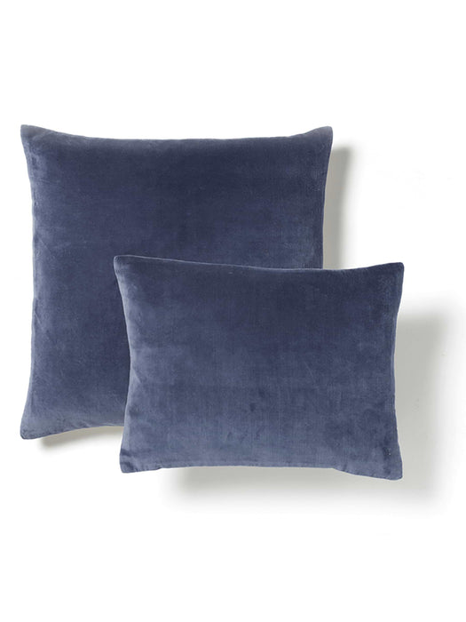 Velvet & Linen Square Cushion - Blue