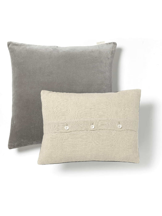Velvet & Linen Rectangular Cushion - Dove Grey