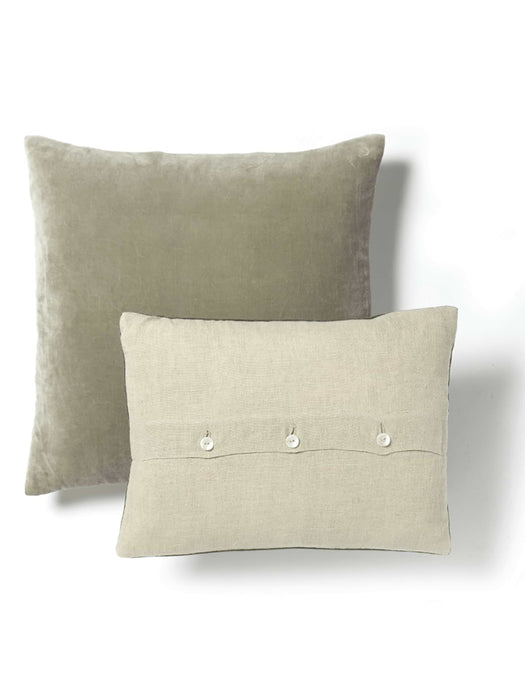 Velvet & Linen Square Cushion - Sage