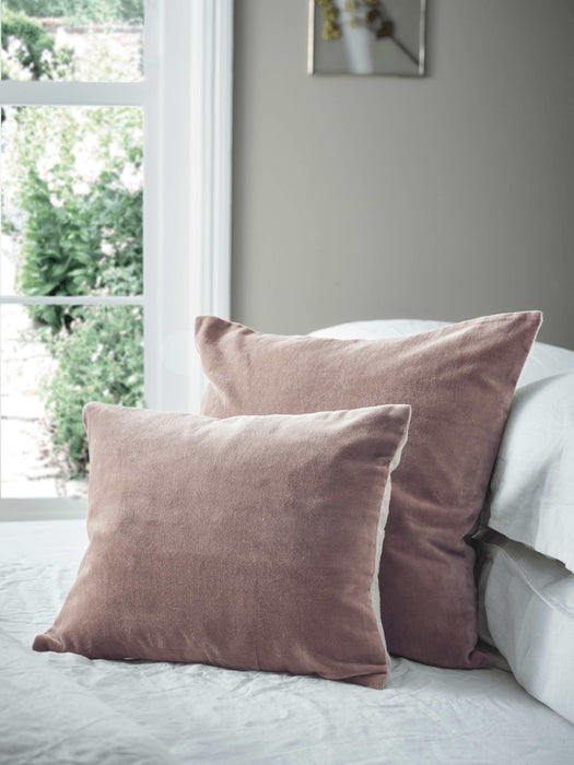 Velvet & Linen Rectangular Cushion - Mink