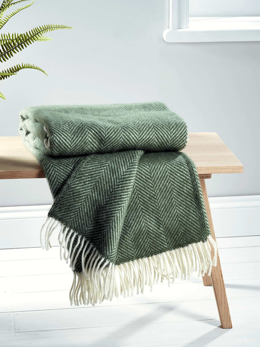 Soft Wool Throw - Olive Green