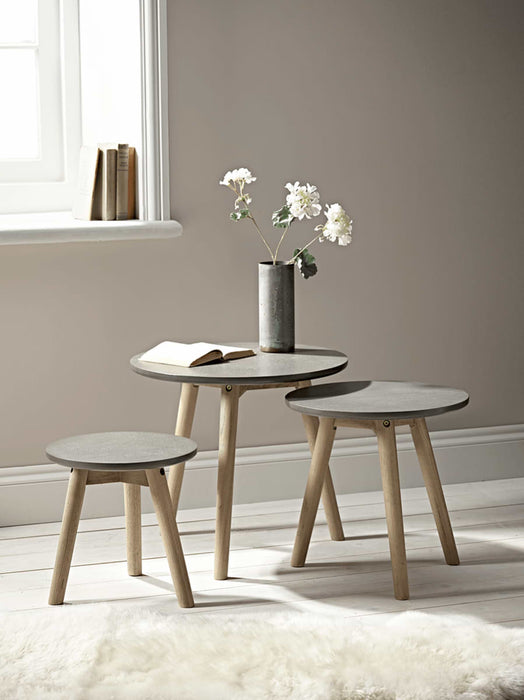 Three Grey Topped Tables