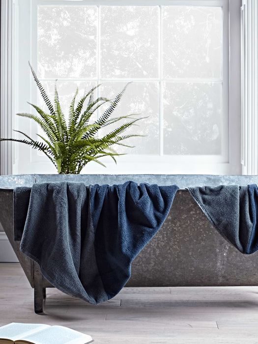 Two-Tone Bath Towel - Blue & Grey