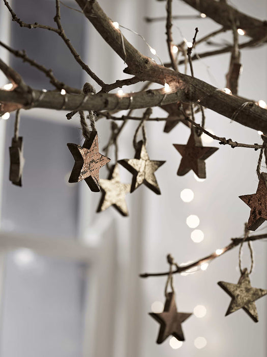 Twelve Wooden & Metallic Stars