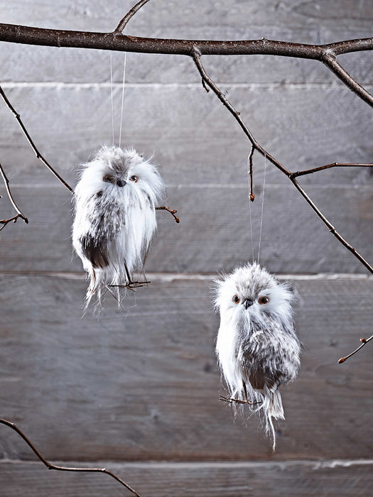 Two Furry Standing Owls - Small