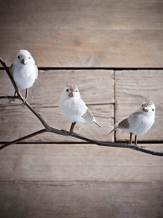 Three Glittered Fluffy Standing Birds