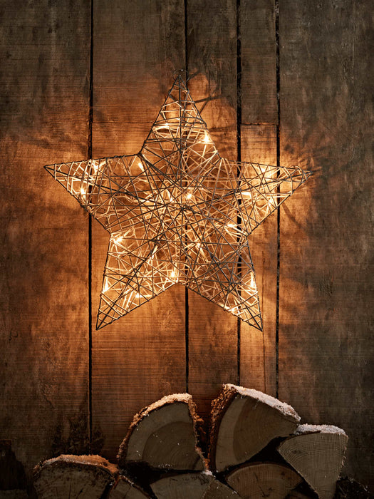 Faux Rattan Light Up Star