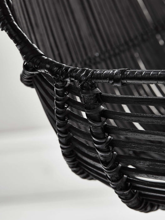 Flat Rattan Counter Stool - Black