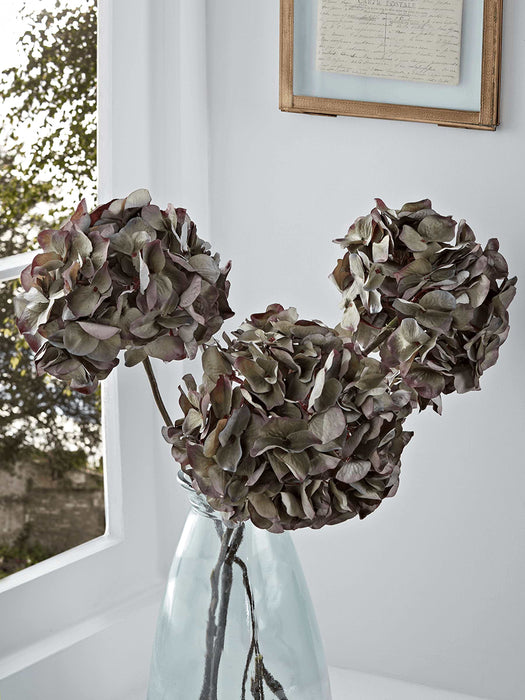 Three Faux Hydrangea Stems - Aubergine