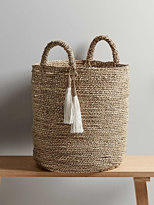 Three Natural & White Artisan Baskets