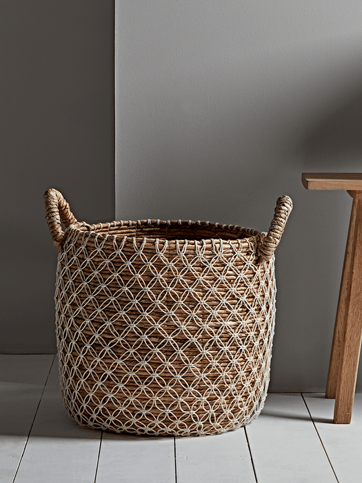 Three Natural & White Artisan Baskets