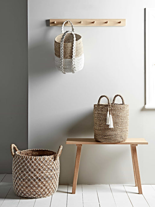 Three Natural & White Artisan Baskets