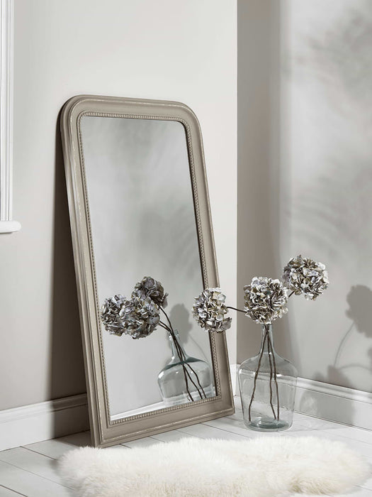 Distressed Grey Beaded Edge Full Length Mirror