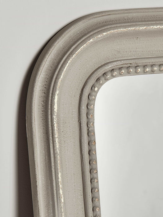 Distressed Grey Beaded Edge Full Length Mirror