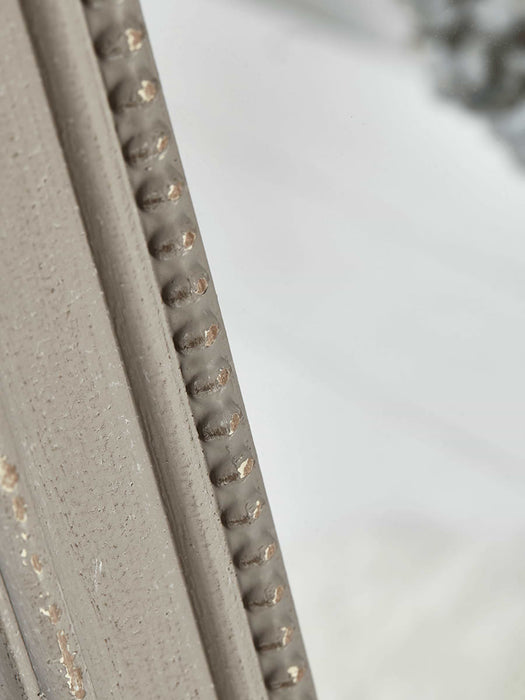 Distressed Grey Beaded Edge Full Length Mirror