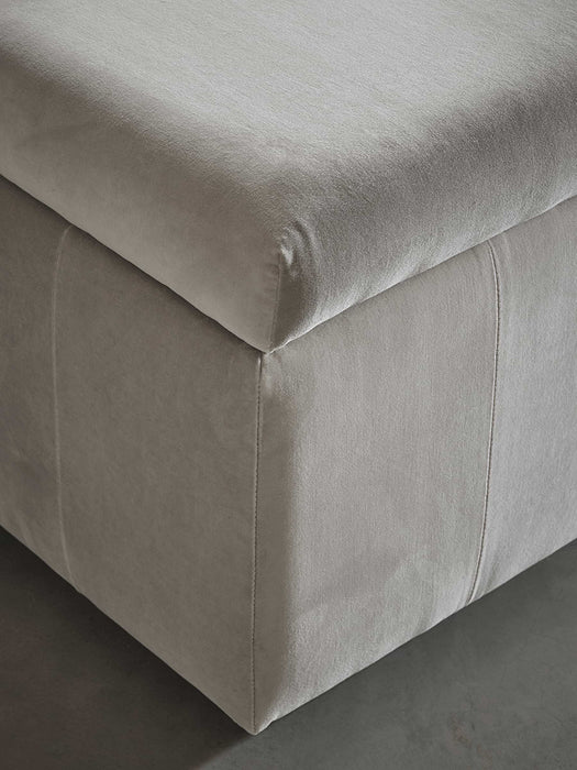 Fluted Velvet Blanket Box - Light Grey