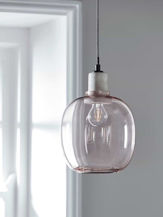 Blush Glass & Concrete Pendant