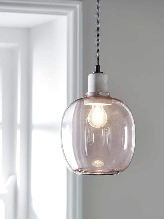 Blush Glass & Concrete Pendant