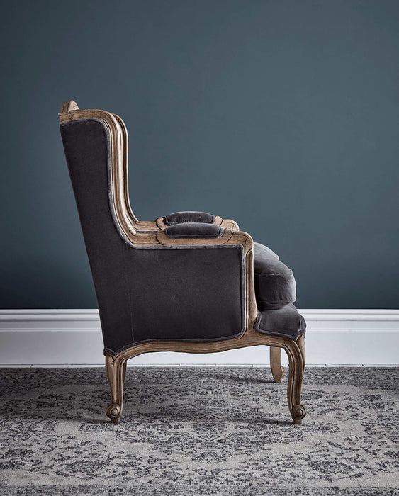 Hand Carved Occasional Chair - Grey