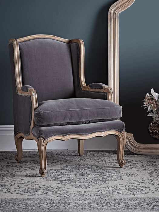Hand Carved Occasional Chair - Grey