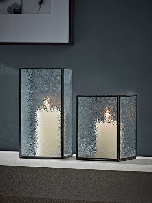 Embossed Glass Lantern - Small
