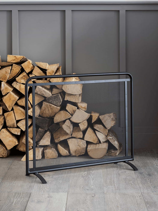 Flat Black Metal Fire Screen