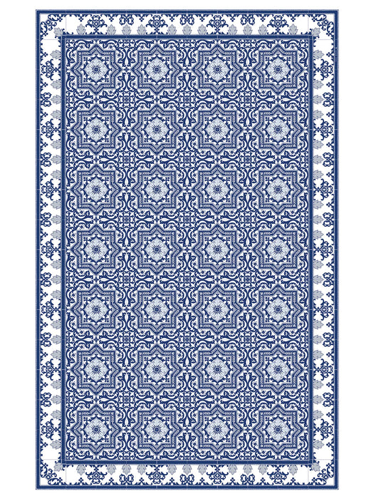 Geometric Tile Vinyl Rug- Blue