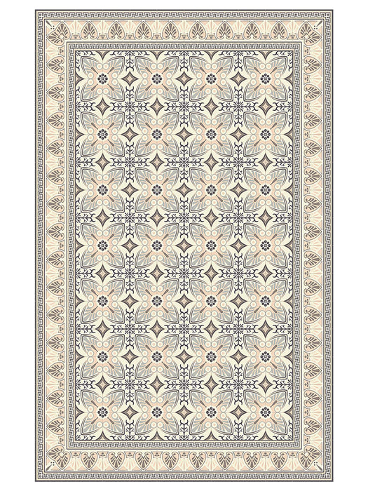 Geometric Tile Vinyl Rug- Grey