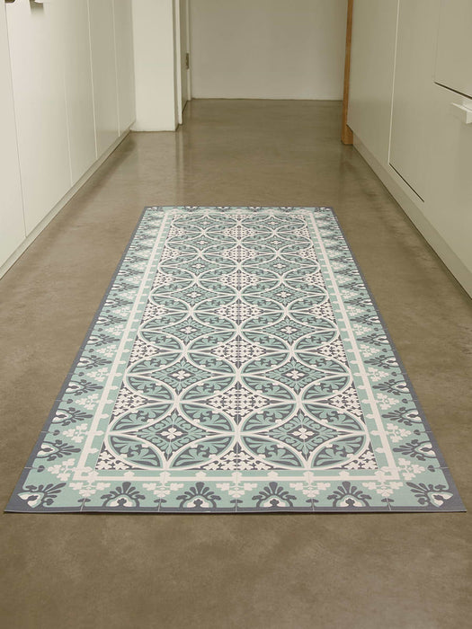 Geometric Tile Vinyl Runner- Green