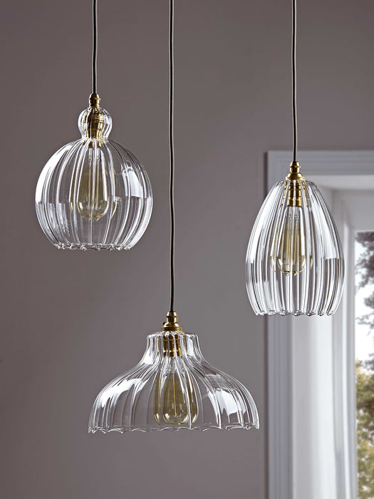 Handcrafted Fluted Glass Parasol Light