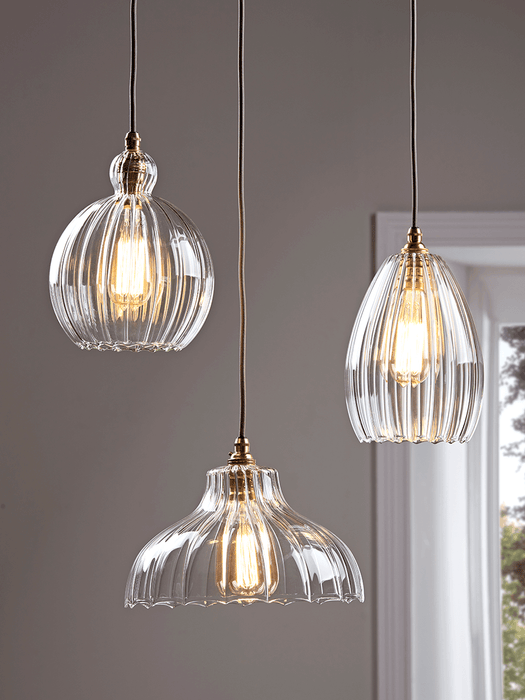Handcrafted Fluted Glass Parasol Light